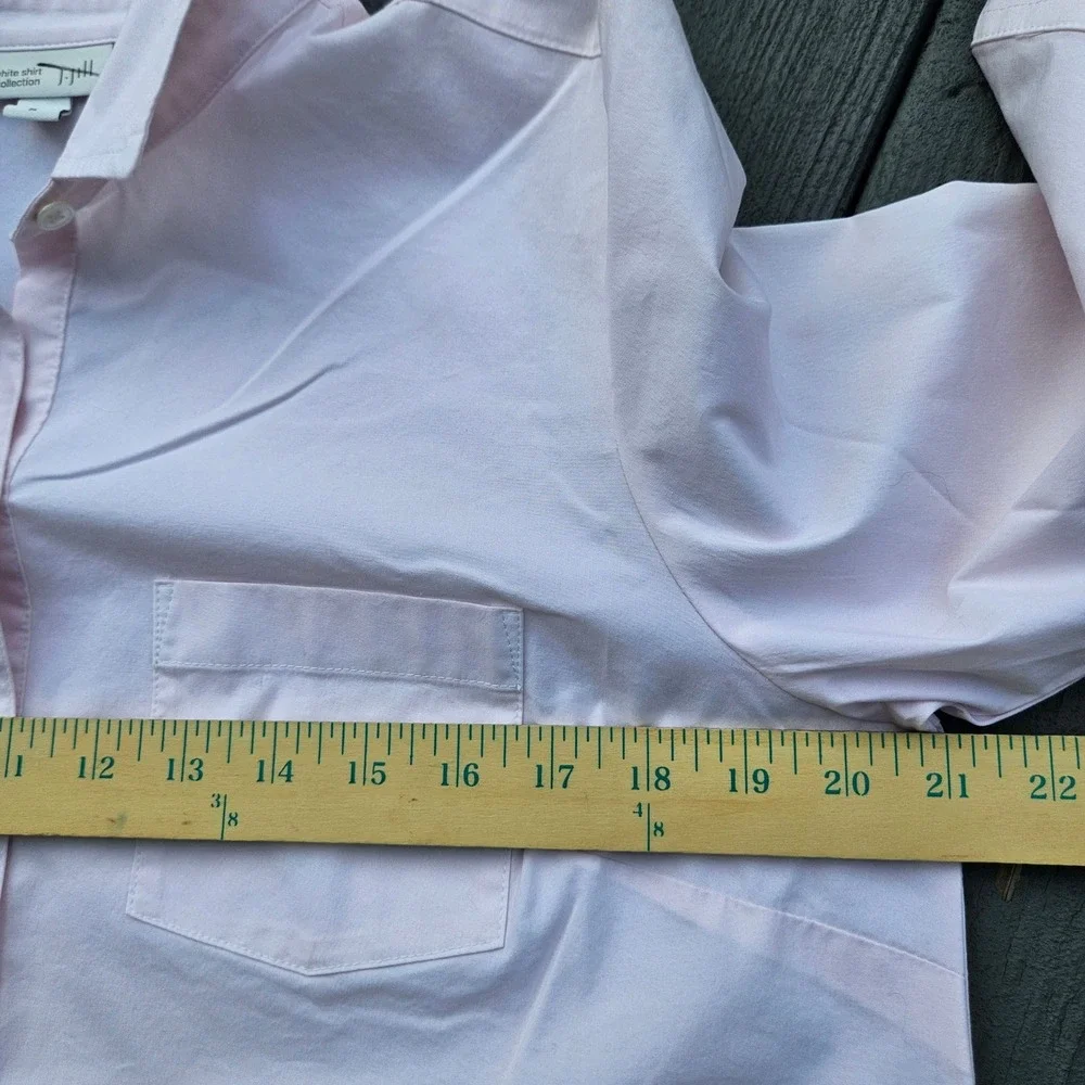 J. Jill White Shirt Collection Soft Pink Button-Up 3/4 Sleeve Womens Medium - Picture 7 of 9